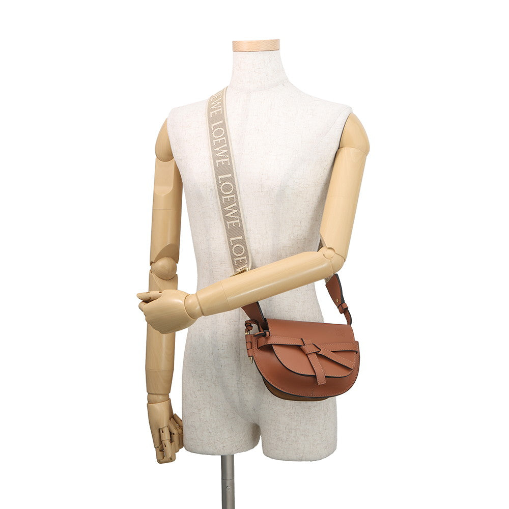 LOEWE Gate Shoulder Bag BrownA650N46X13 Leather Canvas Size Mini