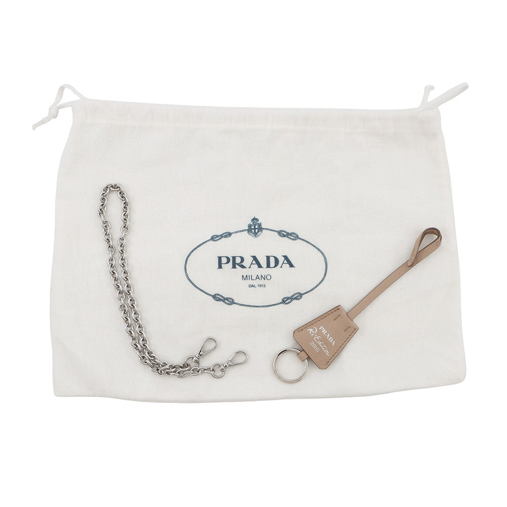 PRADA Re-Edition2005 ChainShoulder Bag Beige1BH204 Nylon