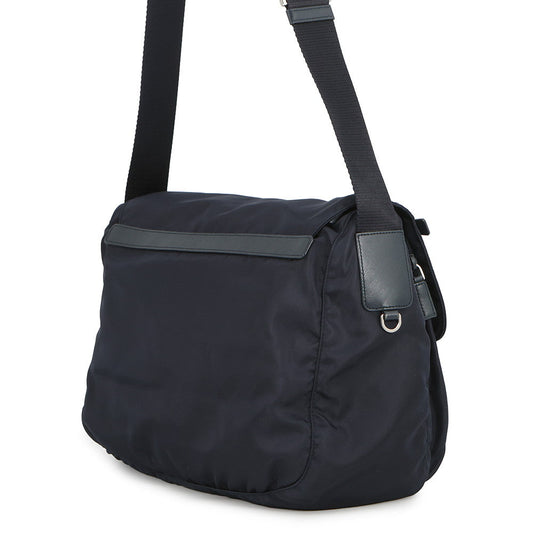 PRADA Logo Shoulder Bag NavyBT1738 Nylon