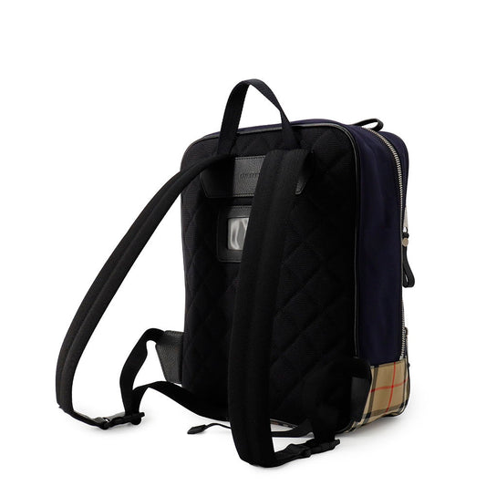 BURBERRY Check Backpack Beige/Blue/Khaki Nylon