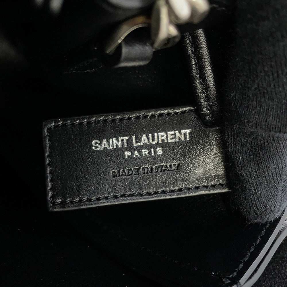 SAINT LAURENT PARIS Monogram Boules Mini Bucket Bag Chain Bag Black394455 Leather