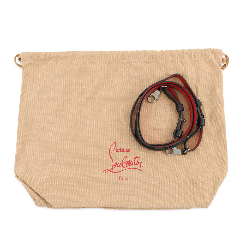 Christian Louboutin Sky Pouch Shoulder Bag Black/Red Sequins Leather