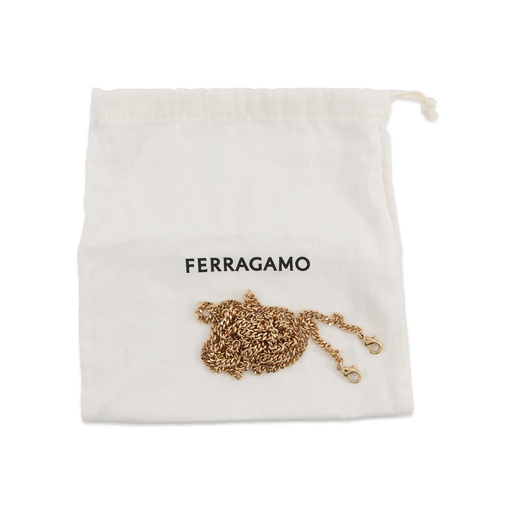 Ferragamo Gancini Chain Pouch Black213984 Patent Leather