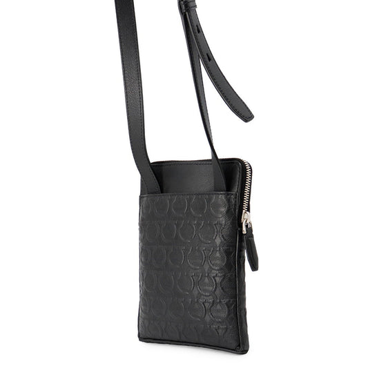 Ferragamo Gancini Shoulder Bag Black240311 745006 Calf Leather
