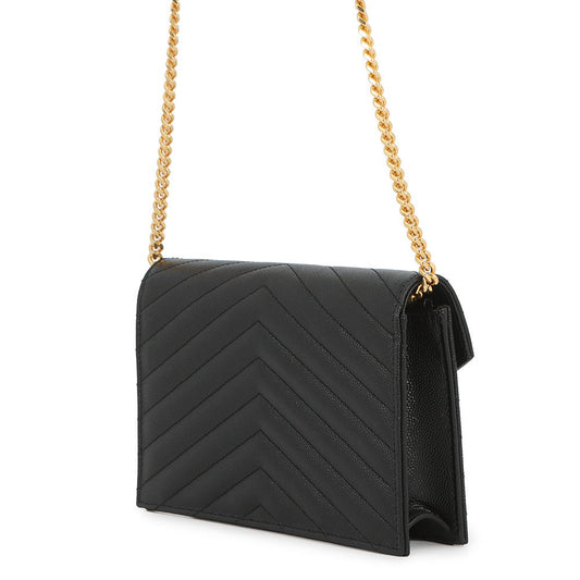SAINT LAURENT PARIS Cassandra Envelope Chain Wallet Black393953BOW011000 Leather