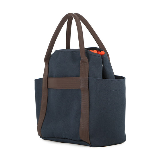 HERMES Bloom Sac de Pansage Navy/Feu Toile Chevrons Canvas