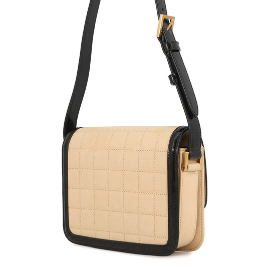 SAINT LAURENT PARIS Solferino Shoulder Bag Beige/Black739139 Nubuck Leather Patent Leather Size Small