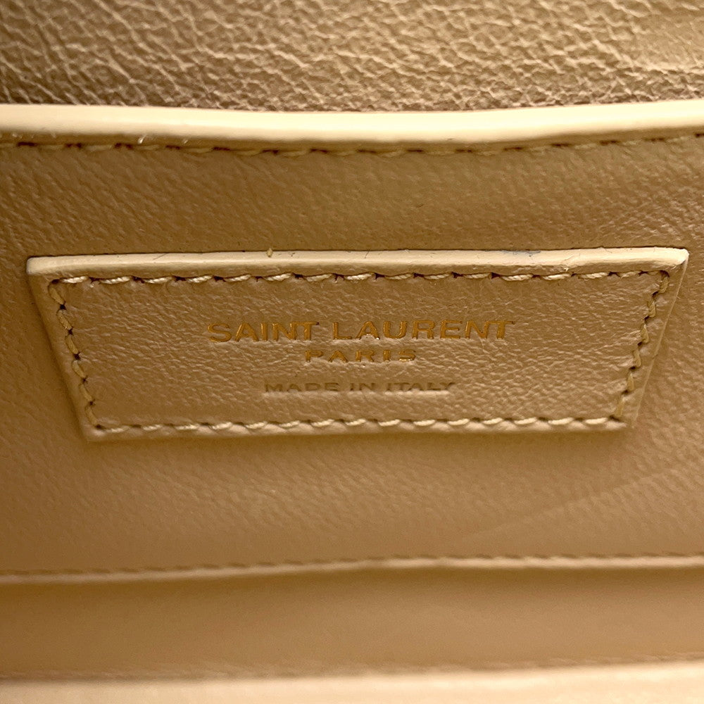 SAINT LAURENT PARIS Solferino Shoulder Bag Beige/Black739139 Nubuck Leather Patent Leather Size Small