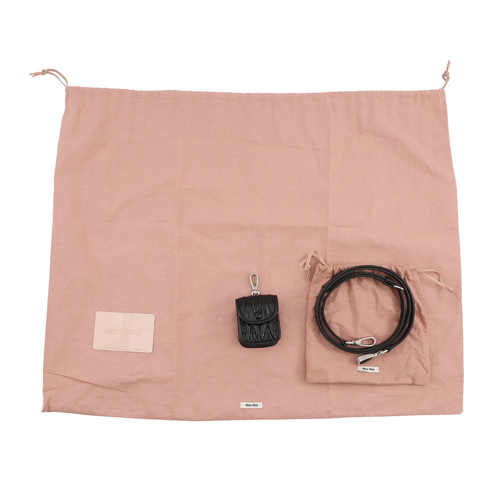 MIUMIU Matelassé 2-Way Handbag Black5BA202 Leather