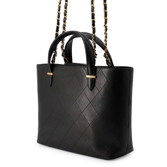 CHANEL Matelasse 2WayTote Bag BlackAS5777 Caviar Leather
