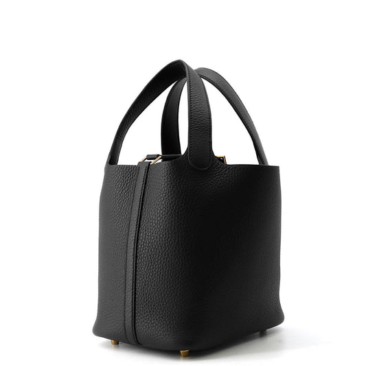 HERMES Picotin Lock Black Taurillon Clemence Size PM