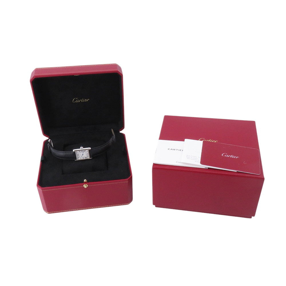 CARTIER tank mast SM H29.5mm×W22mm Stainless Steel Leather Silver DialWSTA0042