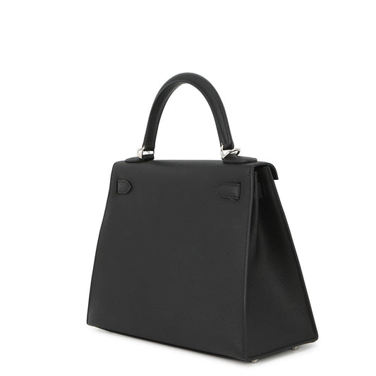 HERMES Kelly Sellier Black Epsom Size 28