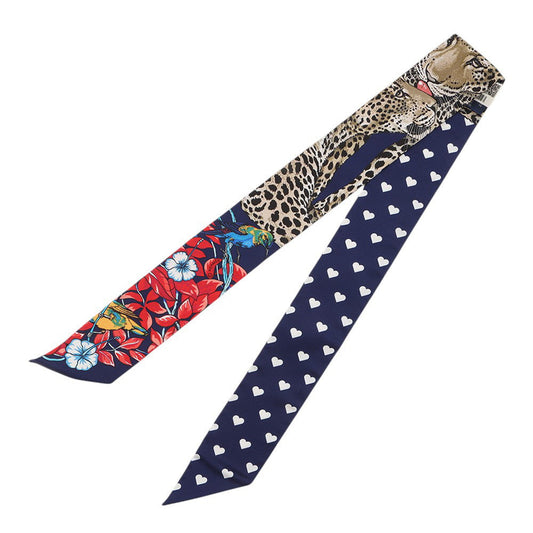 HERMES Twilly Jungle Love Love Marine/Rouge/Blanc Silk100%