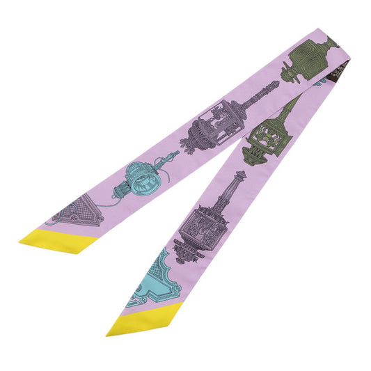 HERMES Twilly Merveilleuses Lanternes Purple/Multicolor Silk100%