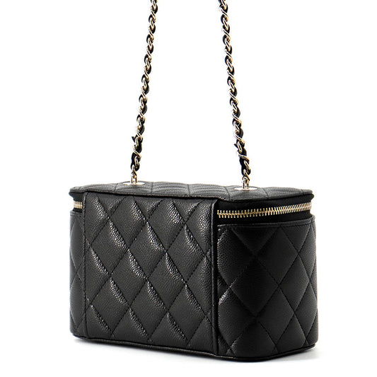 CHANEL Matelasse Vanity ChainShoulder Bag BlackAP1341 Caviar Leather
