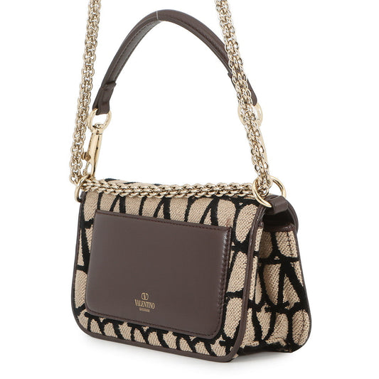 Valentino Garavani V-Sling Logo Chain Shoulder Bag Beige/Brown/Black2W0B0L97JSQ Canvas Leather