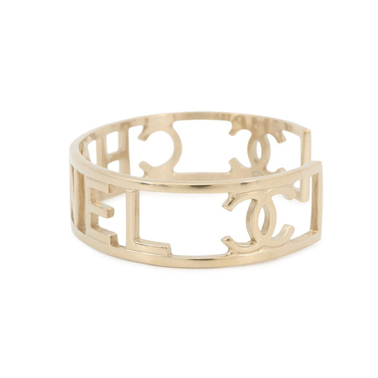 CHANEL CC Logo Bangle Gold Plated