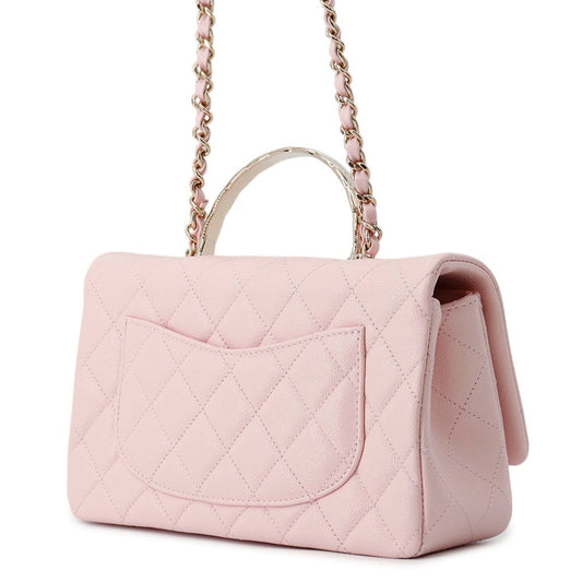 CHANEL Matelasse Top Handle Shoulder Bag PinkAS5554 Caviar Leather Size 23