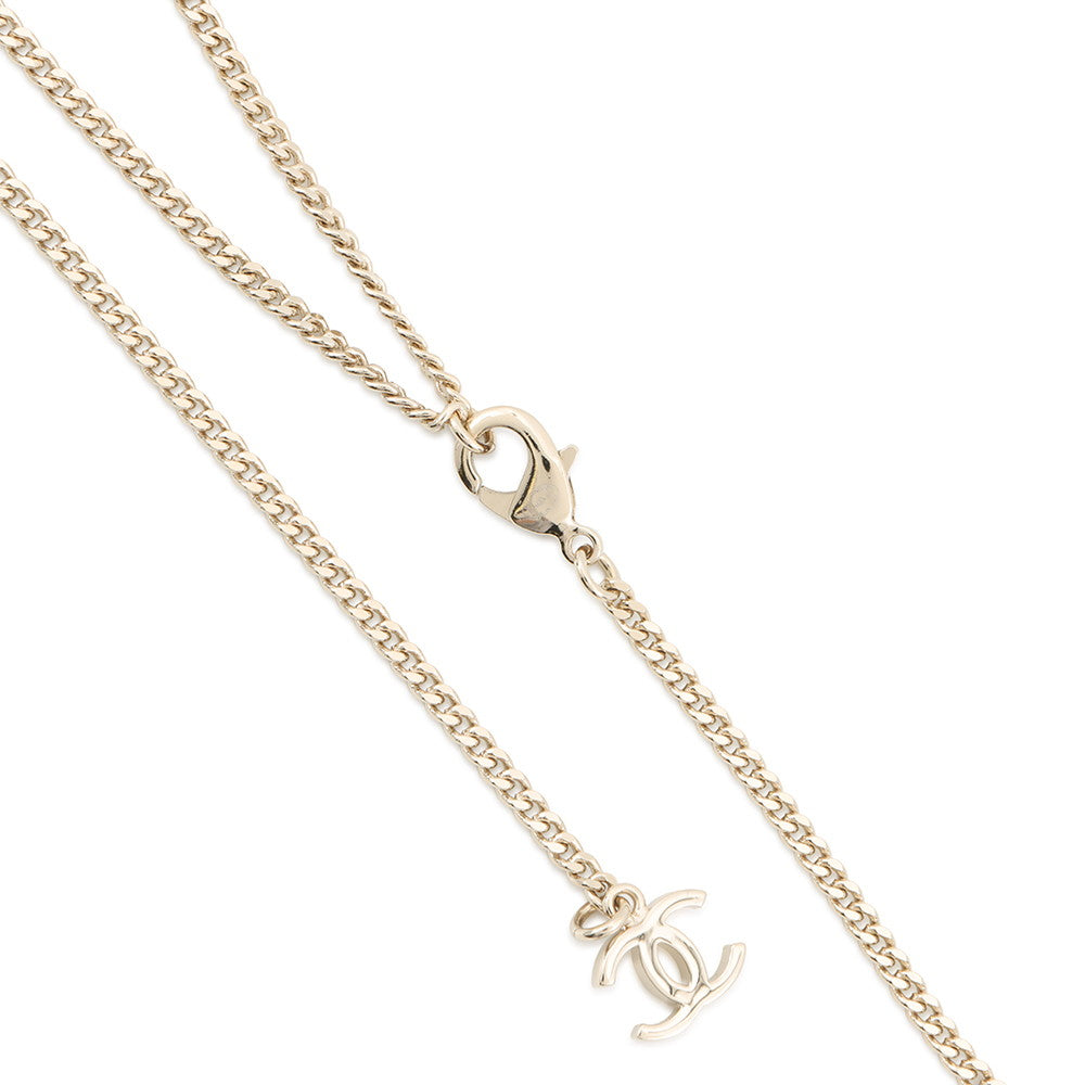 CHANEL CC Logo NecklaceABG558-B22262-U4305 Gold Plated Leather Rhinestone Faux Pearl