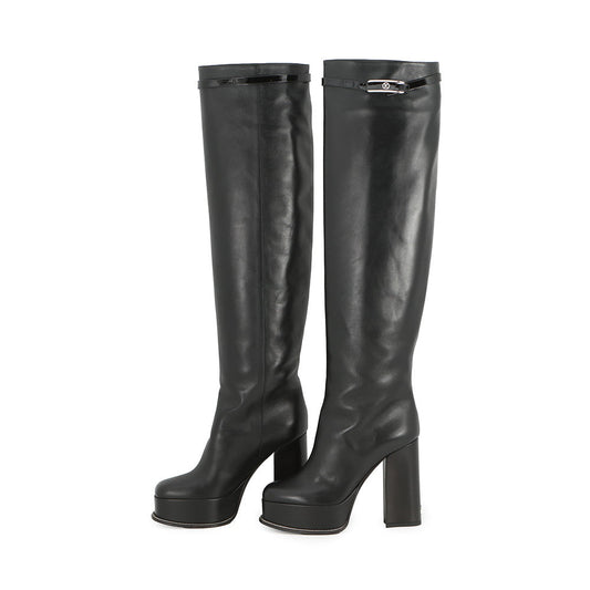 LOUIS VUITTON Westside Line Long Boots Noir Leather Size 36 1/2