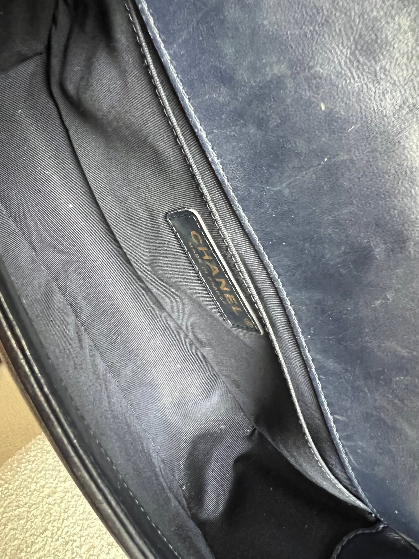 Chanel Navy Blue Lambskin Medium Boy Bag (RRP £5800)
