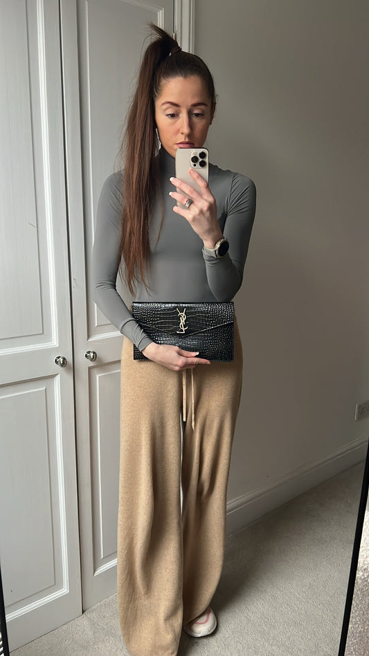 Yves Saint Laurent (YSL) Black Croc Uptown Pouch Clutch (RRP £580)