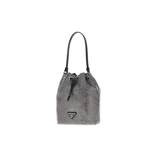 Mini crystal-studded satin bag