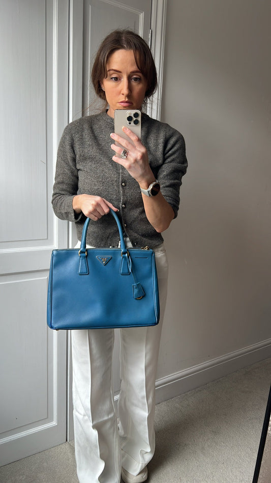 Prada Blue Saffiano Tote