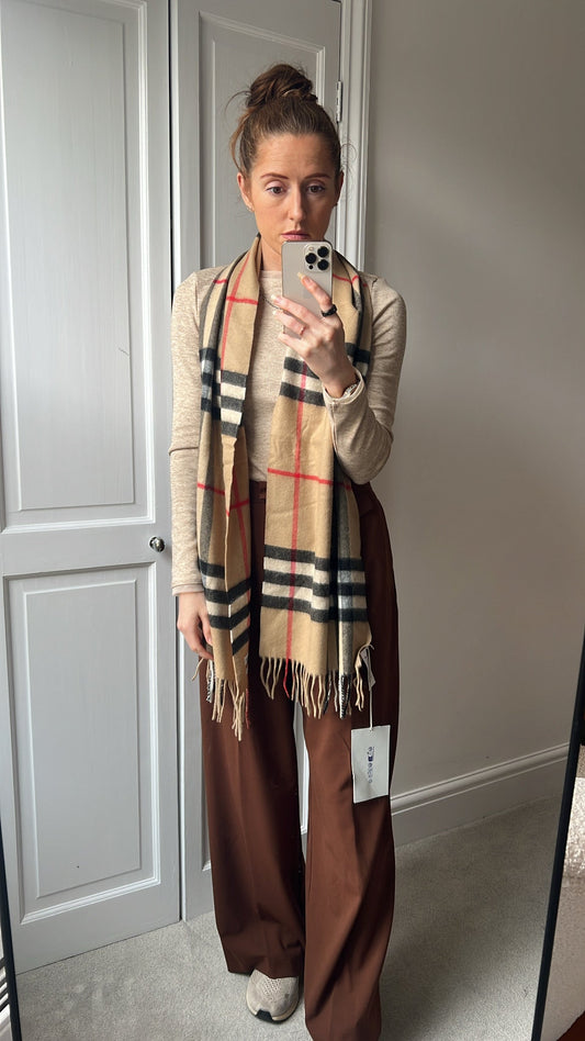 Burberry Classic Check Archive Beige Cashmere Scarf (RRP £435)