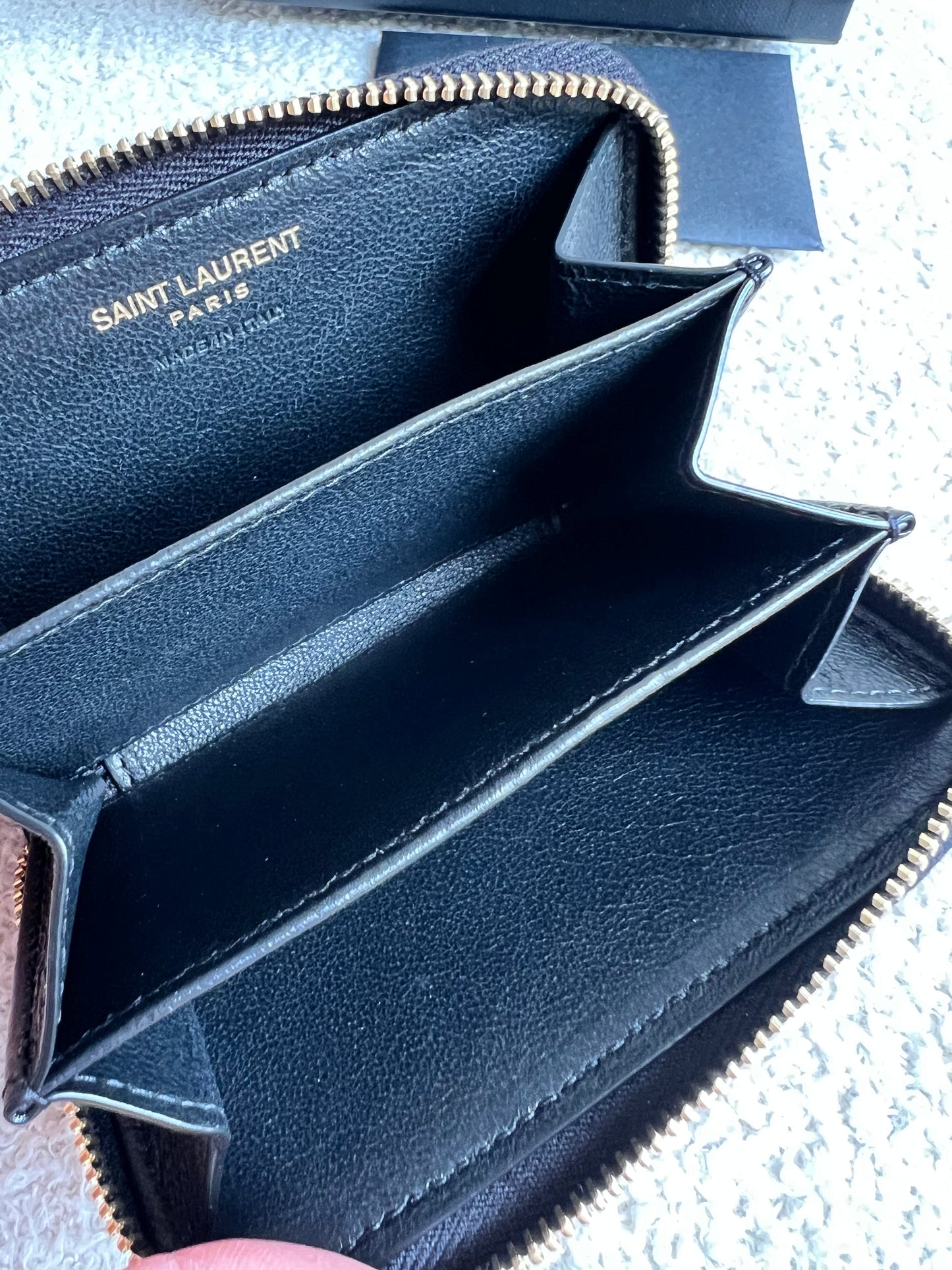 Yves Saint Laurent Black Lambskin Cassandre Small Zip Wallet (RRP £400)