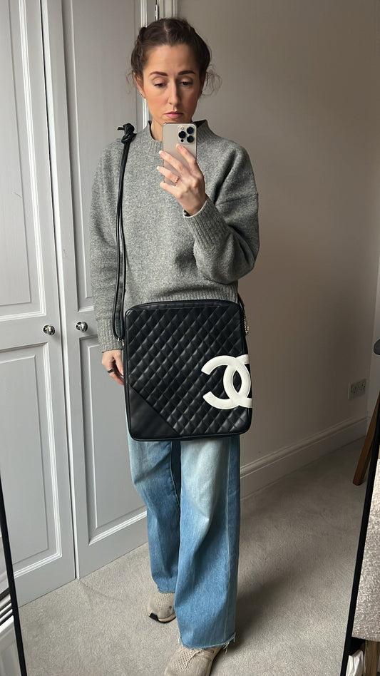 Chanel Black and White Cambon Line Large Crossbody