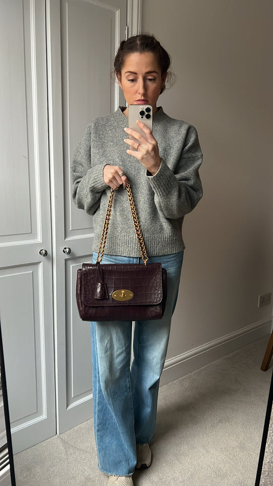 Mulberry Oxblood Deep Embossed Croc Medium Lily (RRP £1095)