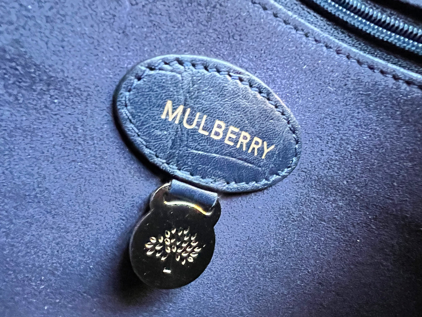 Mulberry Midnight Croc Medium Lily with Gold Hardware