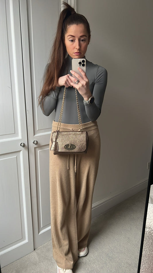 Mulberry Metallic Mushroom Regular Lily with Gold Hardware (RRP £995)
