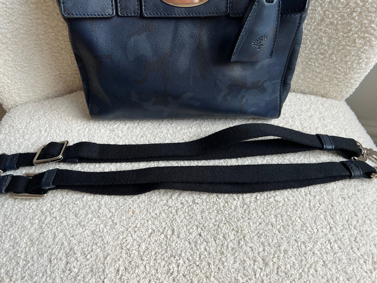 Mulberry Mini Cara Backpack in Midnight Blue Camo Printed Goat (RRP £995)