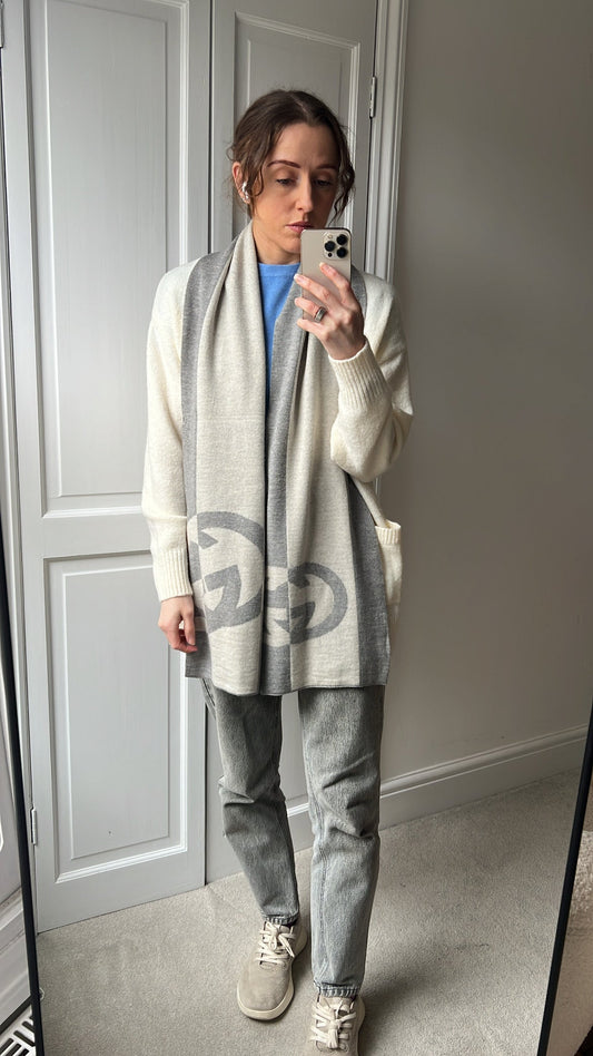 Gucci Grey GG Wool Scarf