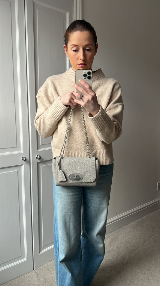 Mulberry Pale Grey Regular Lily Heavy Grain (RRP £1095)