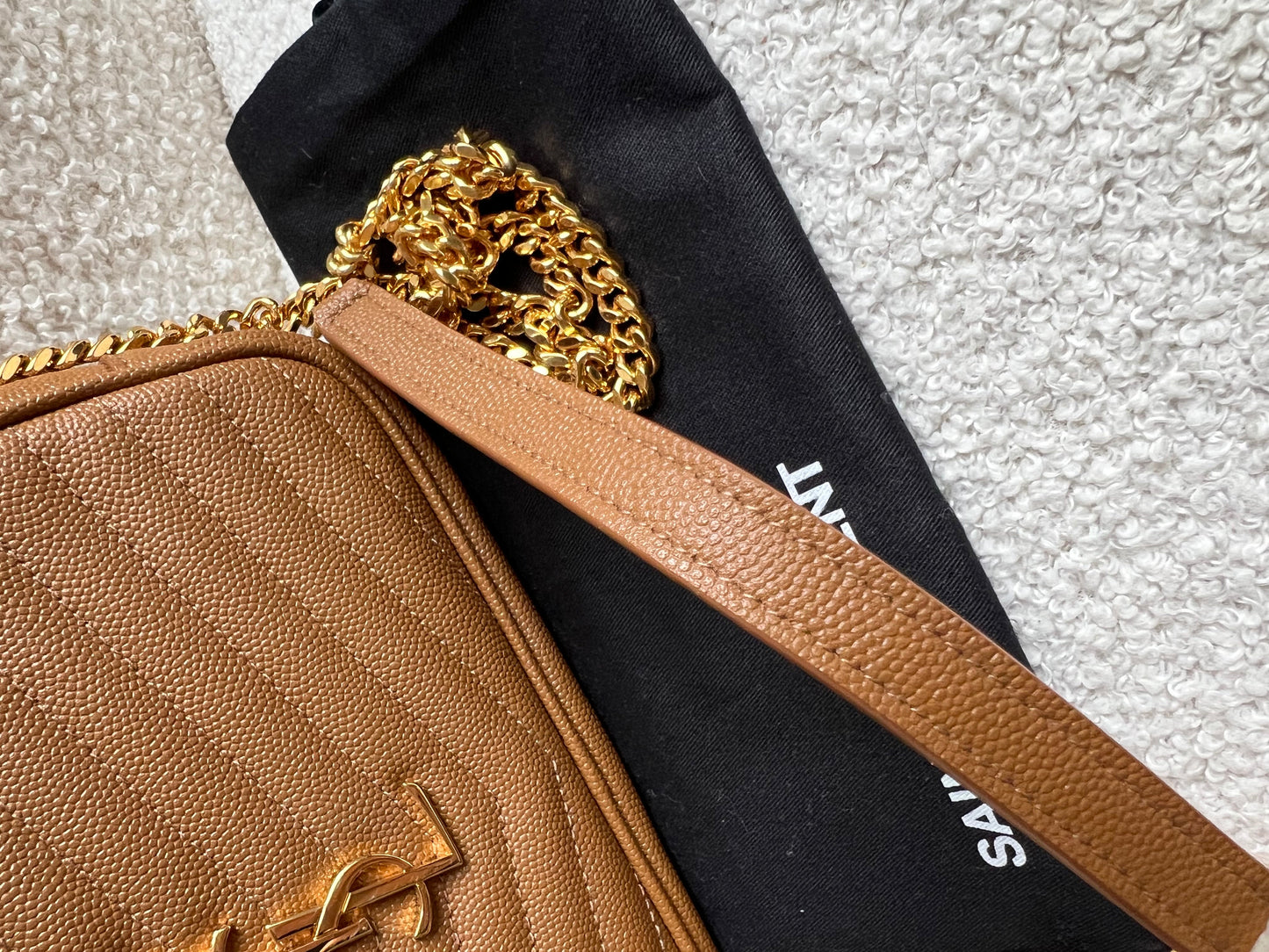 Yves Saint Laurent (YSL) Tan Mini Lou Camera Bag (RRP £1285)