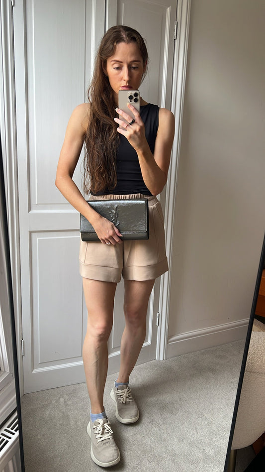 Yves Saint Laurent (YSL) Grey Patent Belle de Jour Clutch