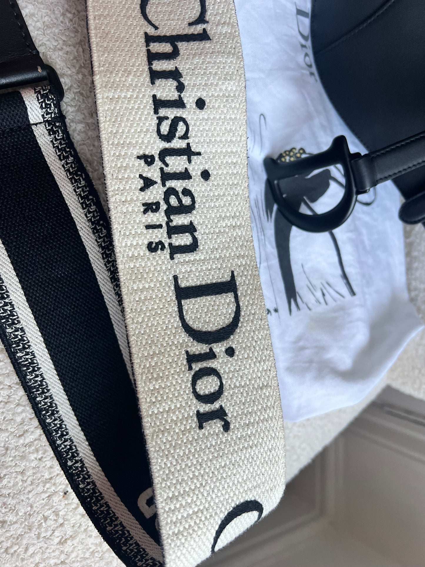 Christian Dior Black Ultra Matte Saddle Bag with Strap
