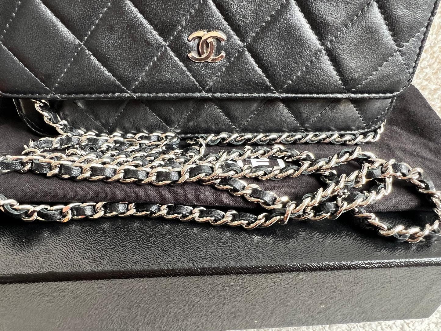 Chanel Wallet on Chain in Black Lambskin Silver Hardware (RRP £2,930)