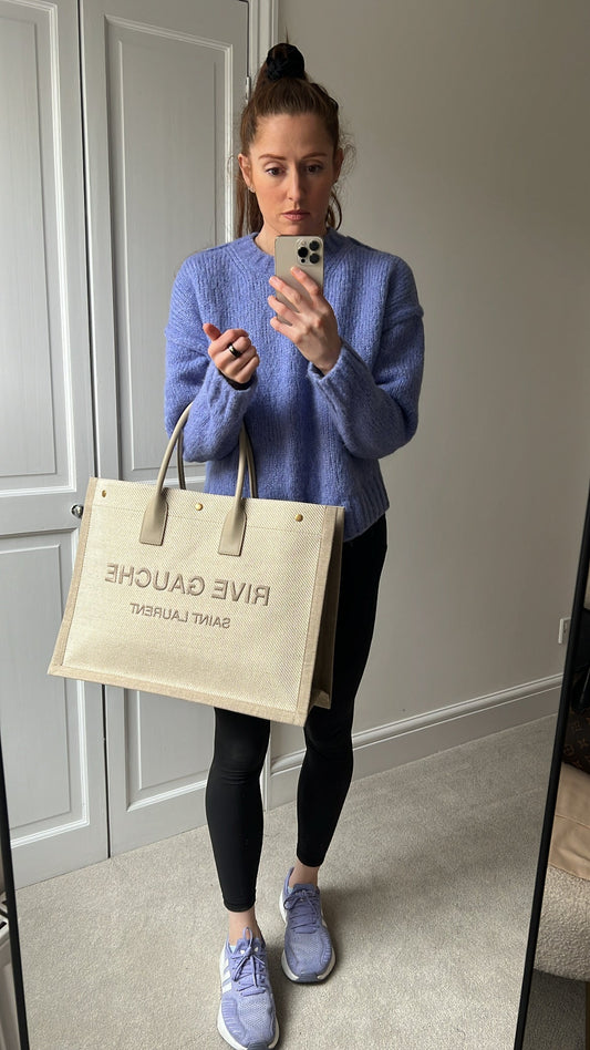 Yves Saint Laurent Large Rive Gauche in Canvas and Printed Leather (RRP £1440)