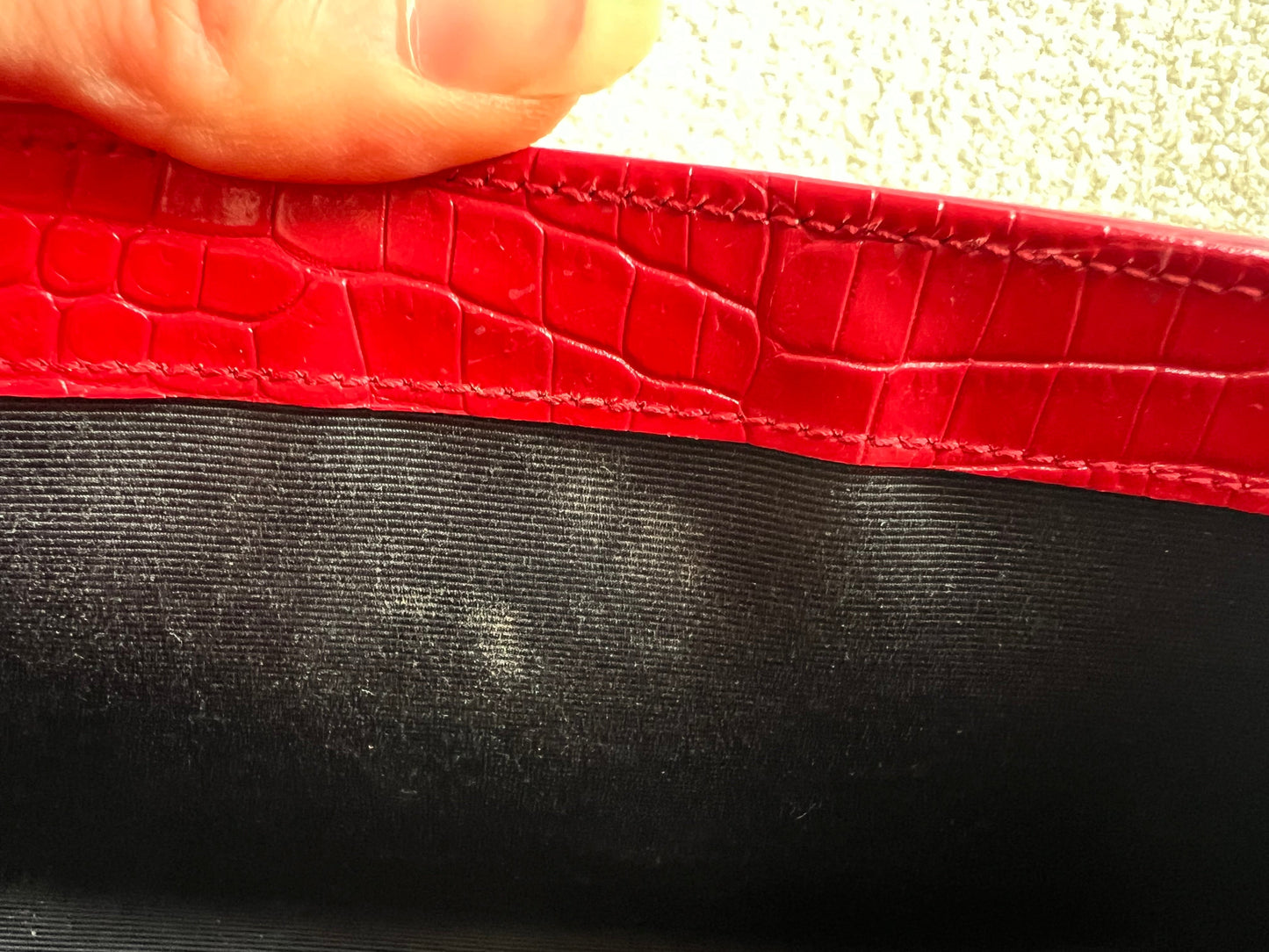 Yves Saint Laurent (YSL) Red Croc Small Kate with Silver Hardware (RRP £1,675)