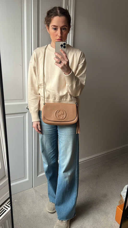 Gucci Beige Soho Chain Crossbody Flap Bag