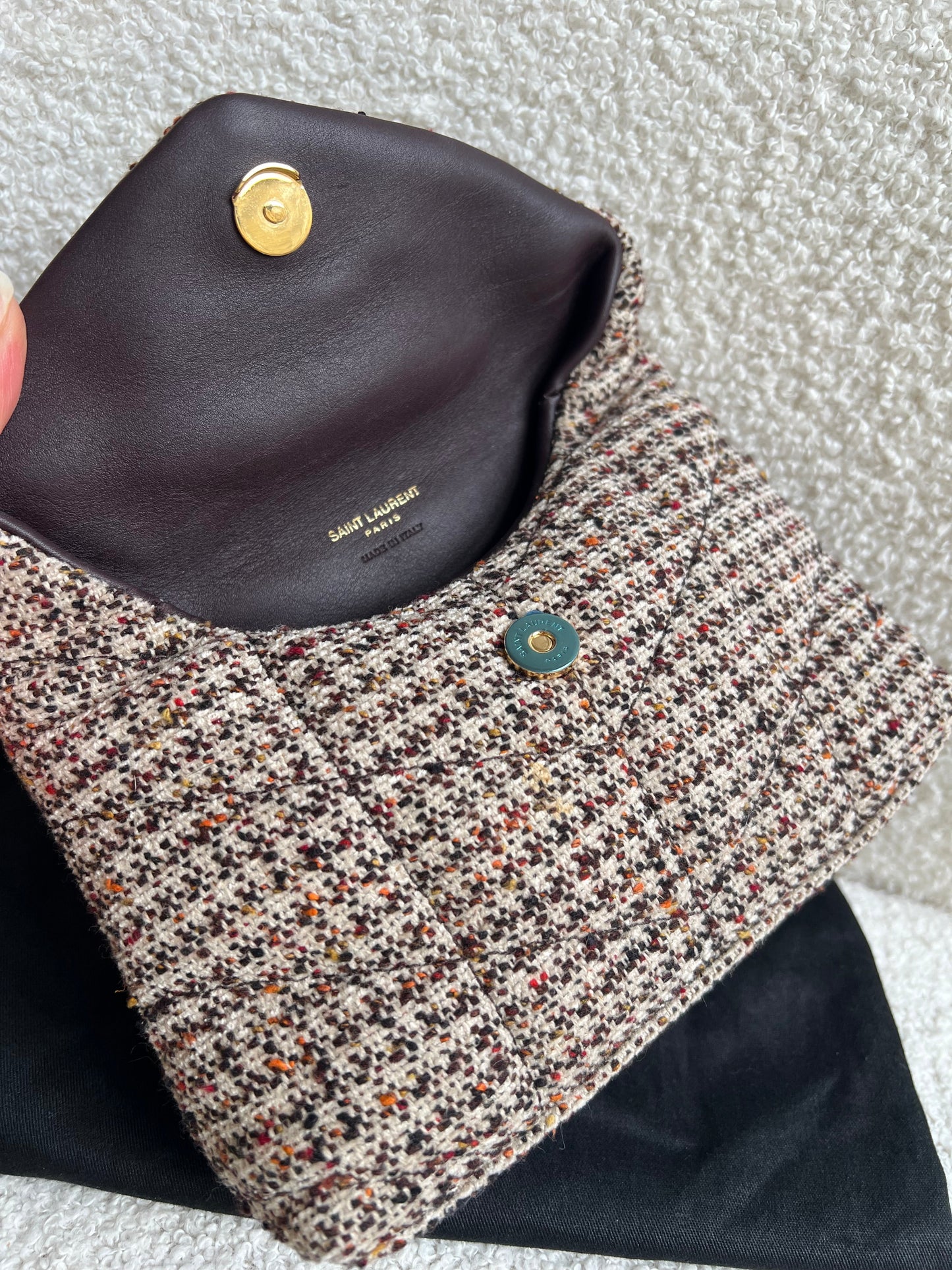 Yves Saint Laurent (YSL) Puffer Clutch Pouch in Tweed (RRP £710)