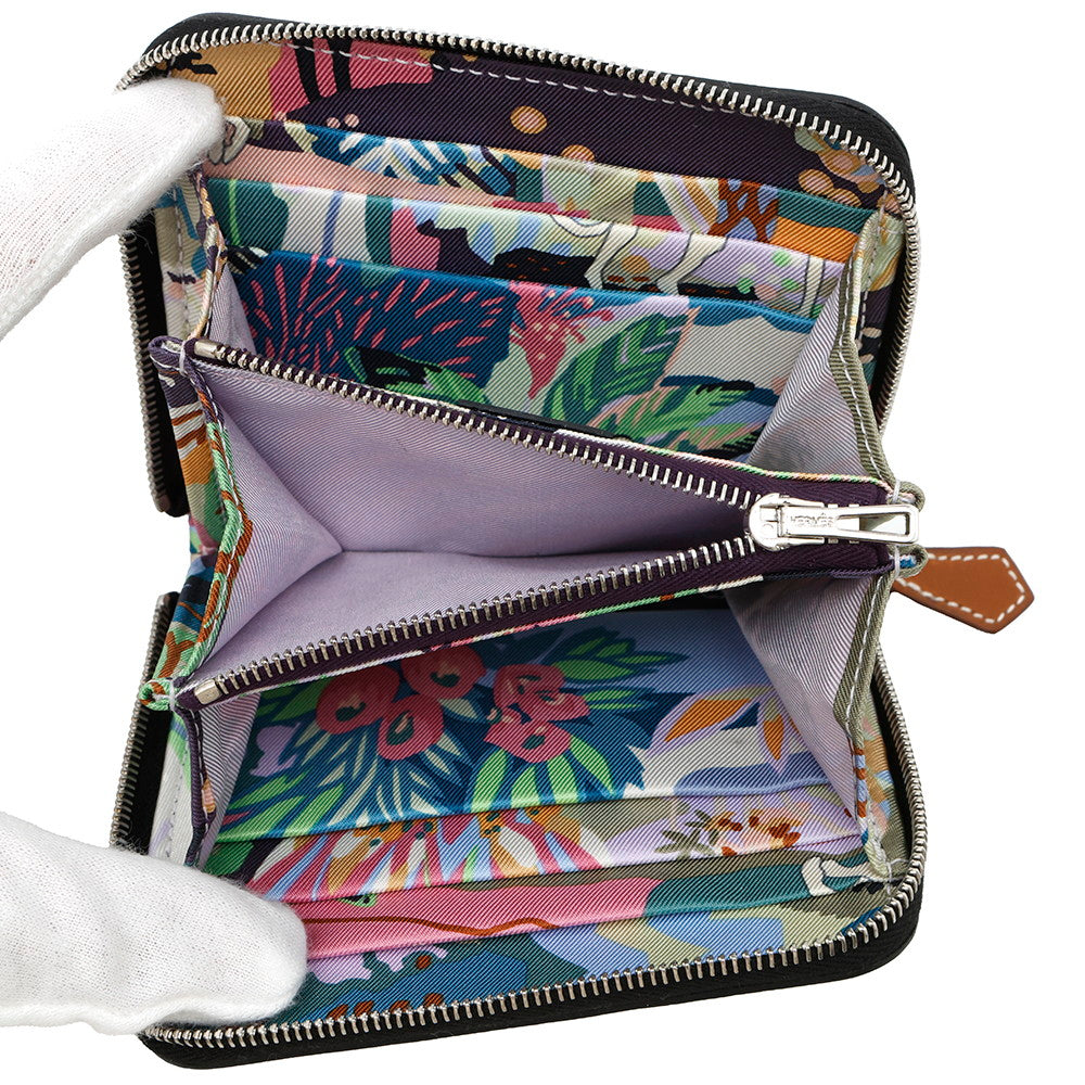HERMES Azap compact silk in Black Epsom