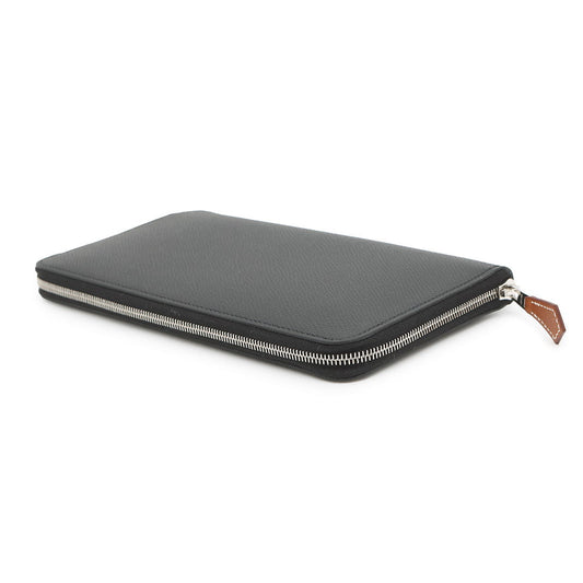 HERMES Azap Long silk in Black Epsom