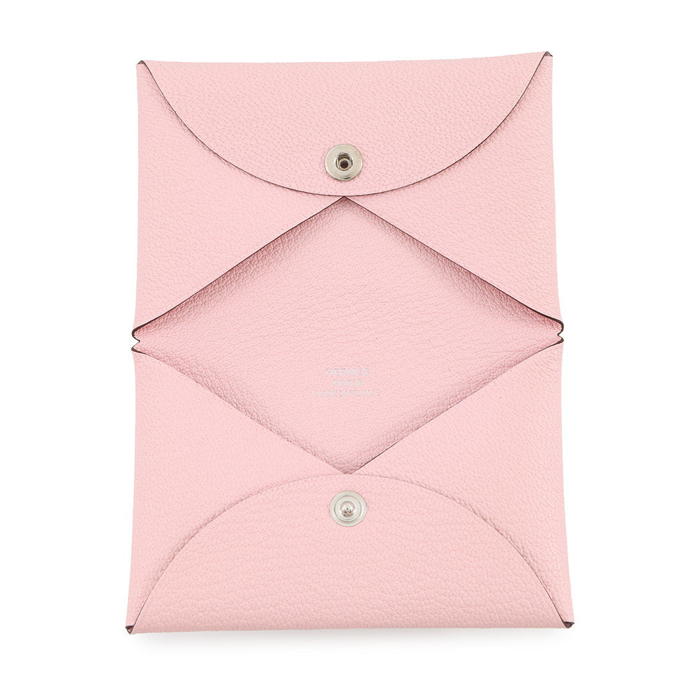 HERMES Calvi Rose Sakura Chevre Myzore Goatskin