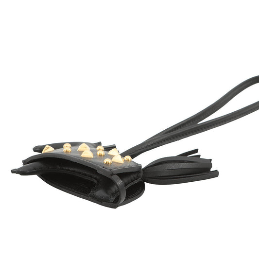 HERMES Robeo Padlock Bag Charm Black Lambskin Size PM